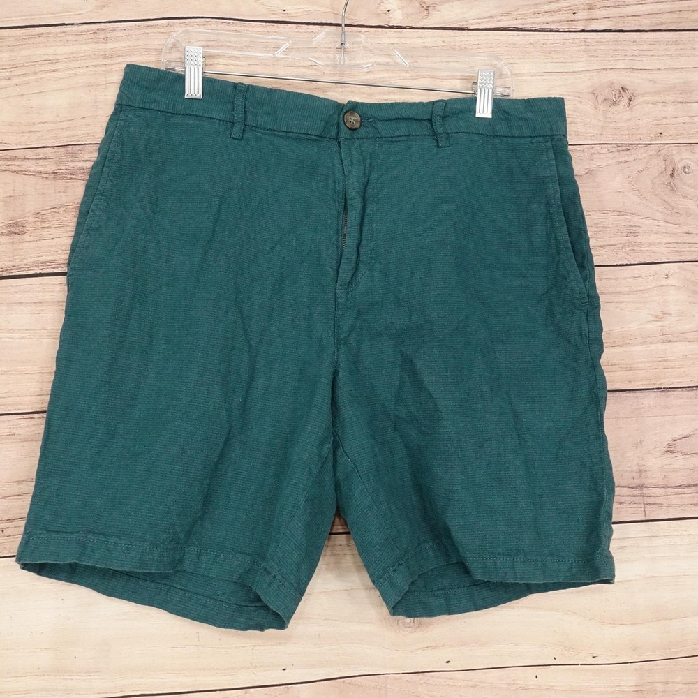 Old Navy Shorts Mens 36 Green Chino Linen Cotton Slim Fit 8 Inseam Casual Summer